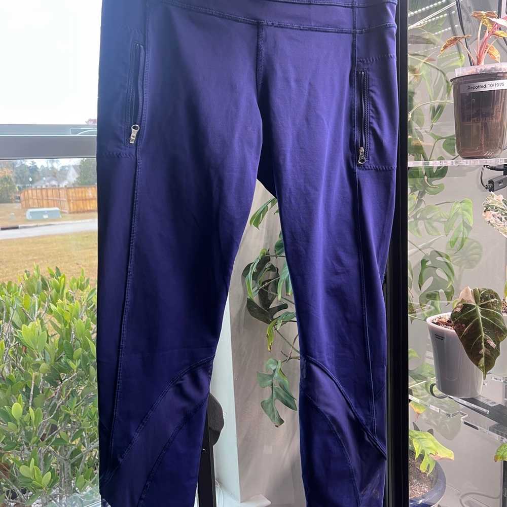 Lululemon Athletica Deep Blue Leggings with Zipper Pockets